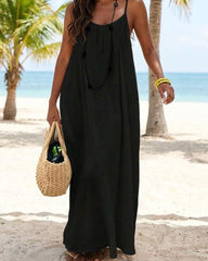 Women's Solid Color Cami Lounge Dress, Elegant Sleeveless Long Dress for Summer