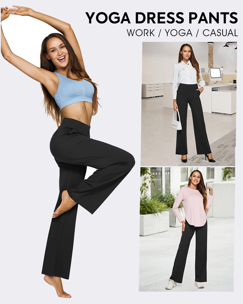 High-Waist Wide Leg Yoga Pants with Pockets