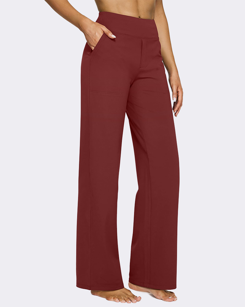 High-Waist Wide Leg Yoga Pants with Pockets