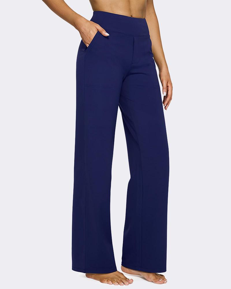 High-Waist Wide Leg Yoga Pants with Pockets