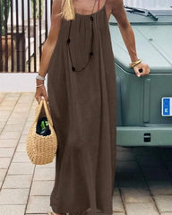 Elegant Sleeveless Long Dress, Ladies Sleepwear for Indoor Wear