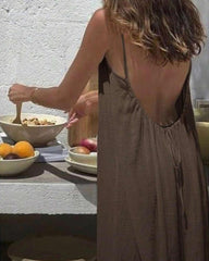 Elegant Sleeveless Long Dress, Ladies Sleepwear for Indoor Wear