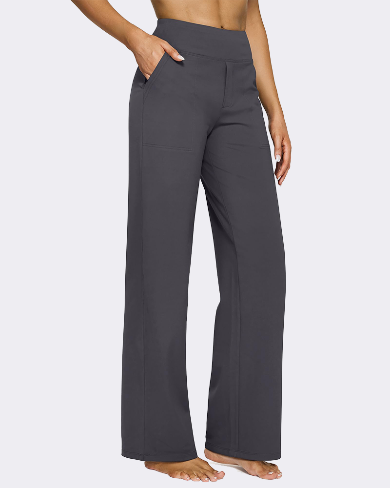 High-Waist Wide Leg Yoga Pants with Pockets